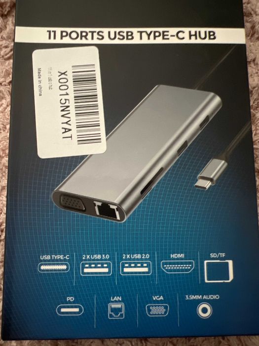 USB-C Hub Docking Station 11 ports/12 in 1 NOU SIGILAT