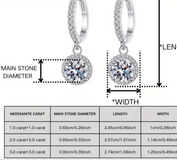 Cercei  argint cu moissanite
