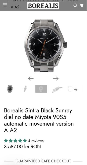 Ceas Dress/Diver Borealis Sinatra Black. Miyota 90S5 Premium 200m W.R.