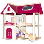 Casuta de papusi cu mobilier din lemn, 55x36x53 cm