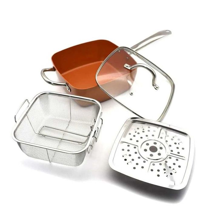 Дълбок квадратен тиган с незалепващо покритие 5в1 Copper Pan