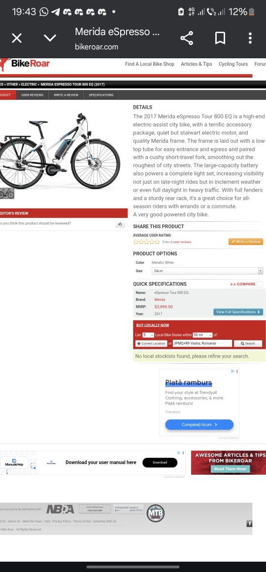 E-bike merida espresso tour 800
