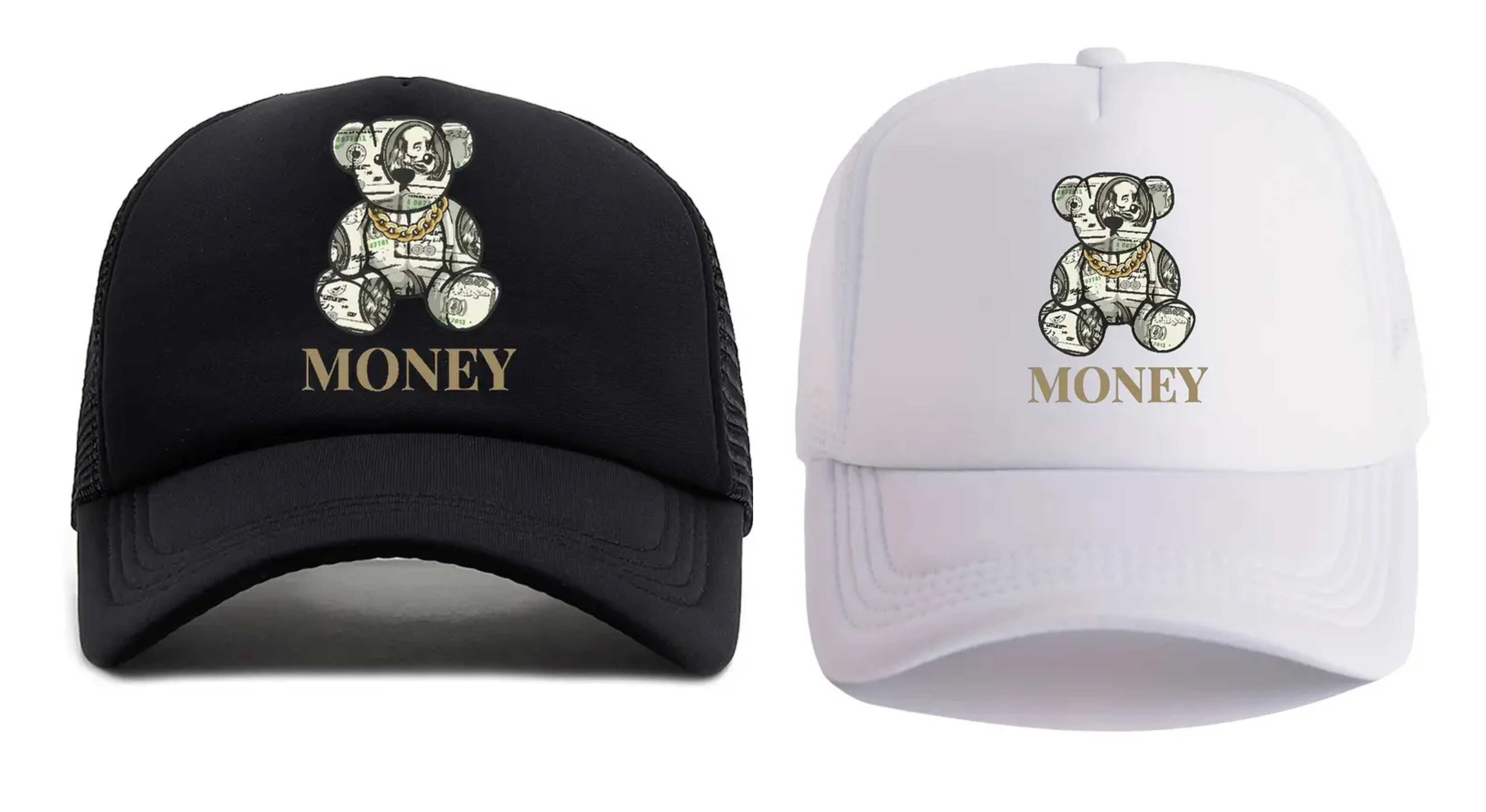 Нова дишаща шапка с козирка с Мече - MONEY, два цвята