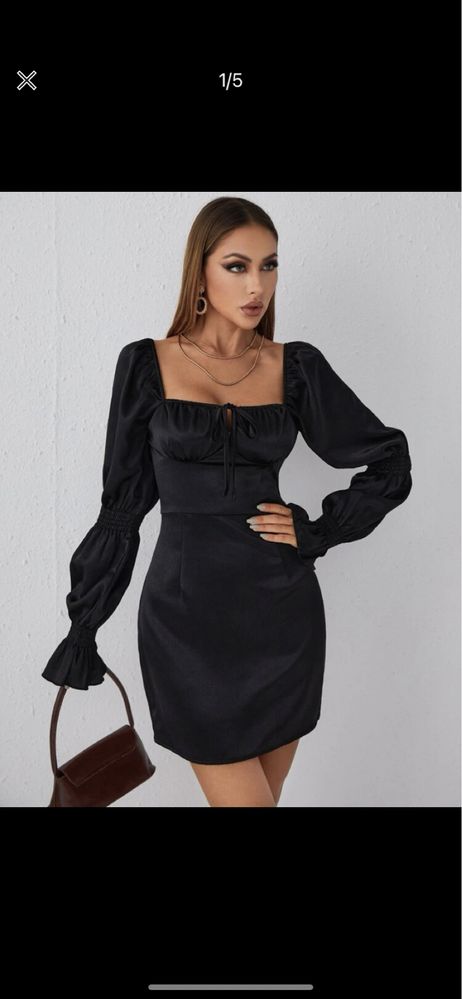 Rochie neagra din satin