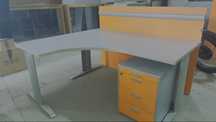 Офис бюро - двойно с параван и контейнер касетиера с чекмеджета