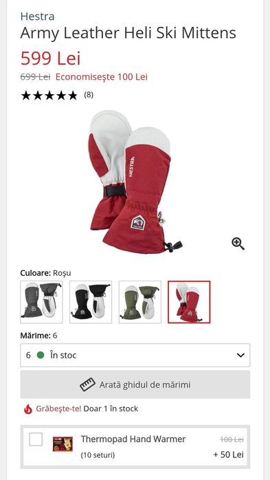 Manuși HESTRA Army Leather Heli Ski Mittens, schi, nr. 6 sau S, unisex