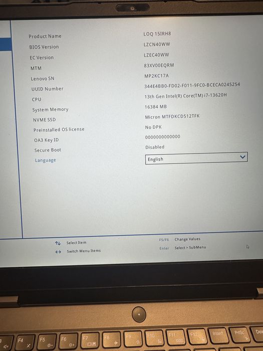 Laptop Gaming Lenovo LOQ RTX 4060 / i7 13620H / SSD 512GB