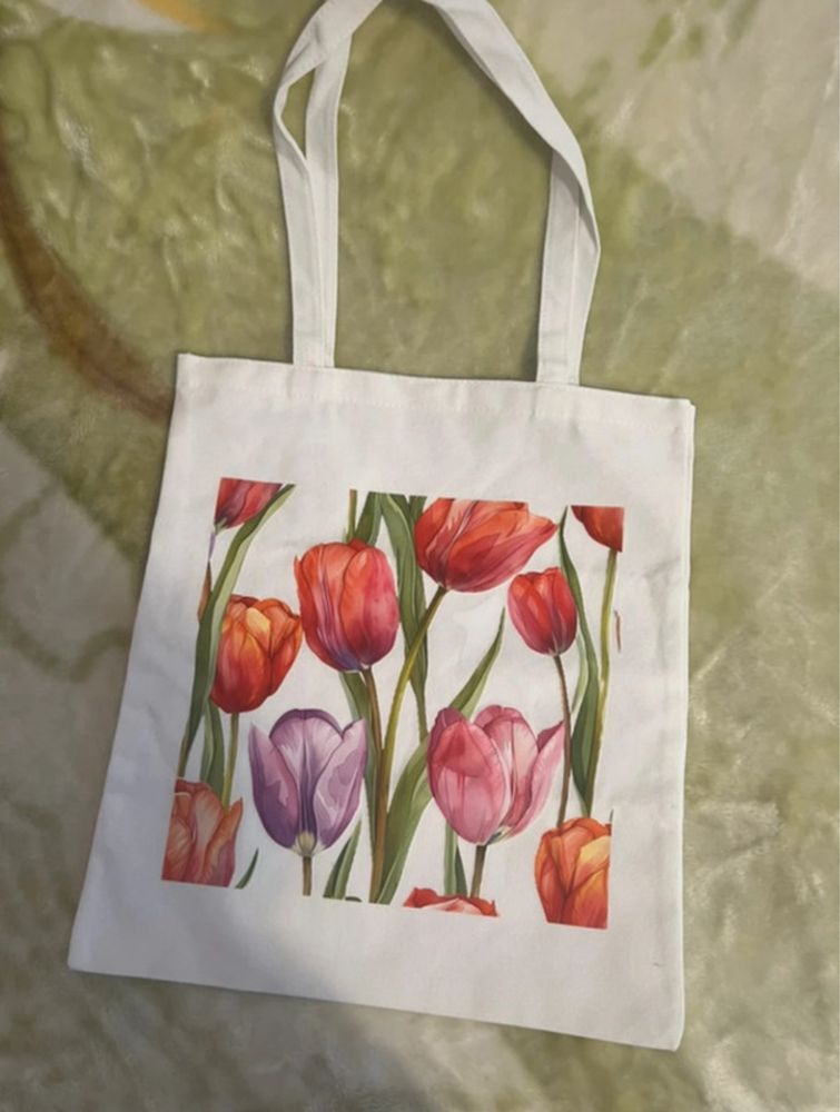 Geanta tote cumparaturi cu flori