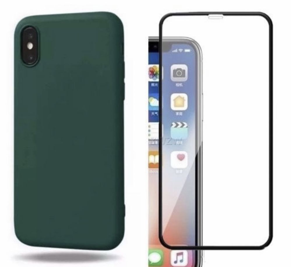 Husa Din Silicon Cu Catifea + Folie Sticla 11D Iphone X XS MAX