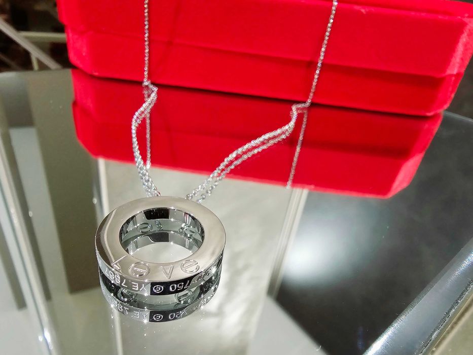 CARTIER Love White Gold Large Pendant Дамскo Колие