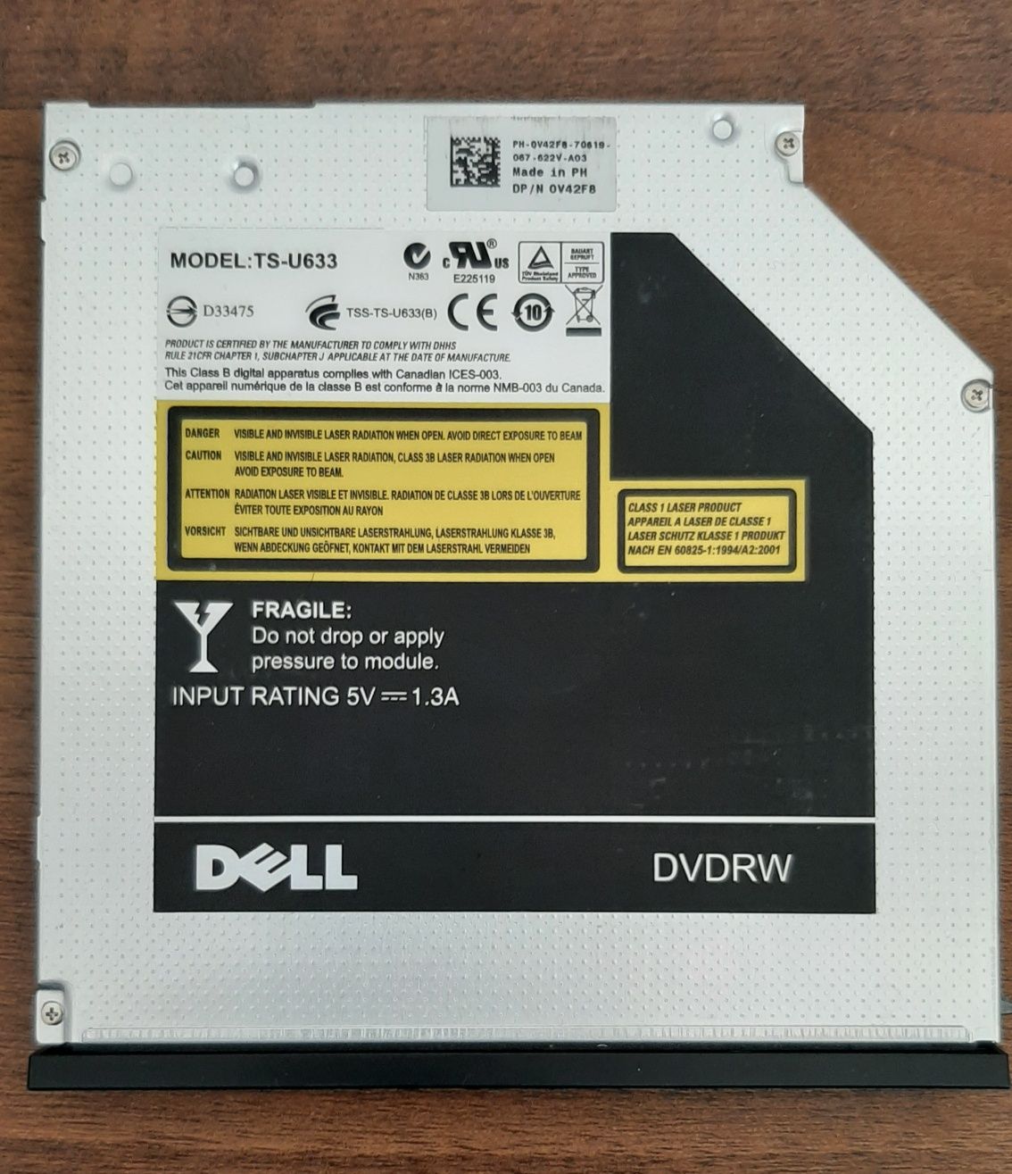 Unitate Optică Laptop Dell DVD-RW SATA Slim, model TS-U633