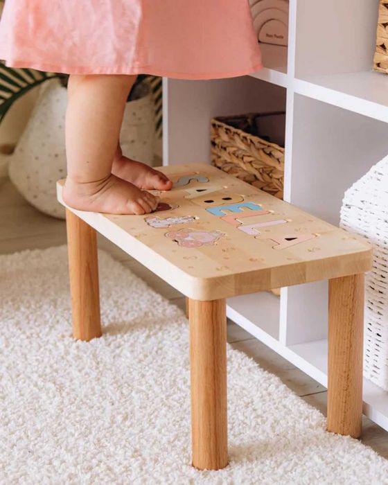Монтесори детско столче с персонализиран пъзел – 2 в 1
