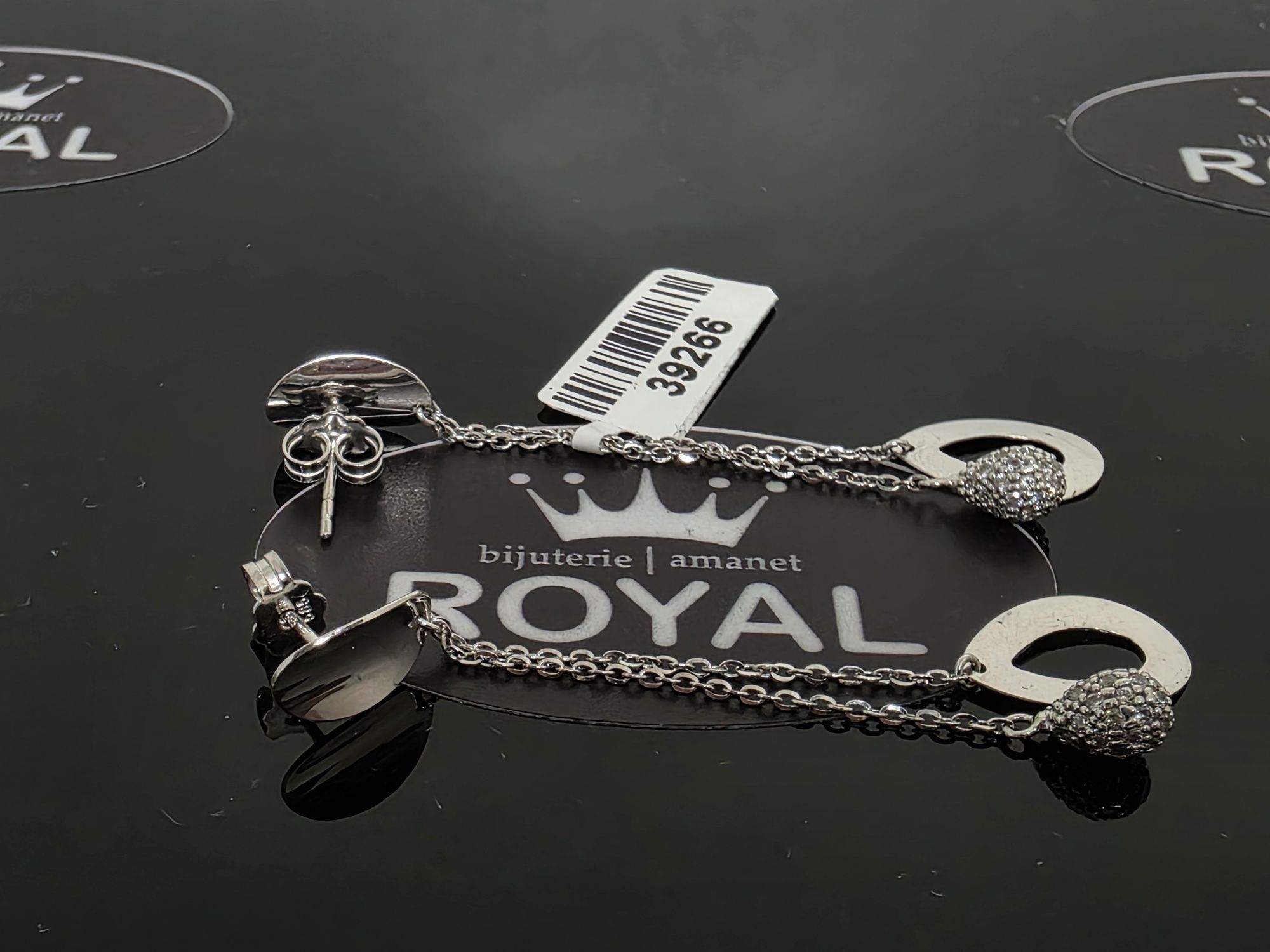 Bijuteria Royal: Cercei aur alb 14k/3.57 gr