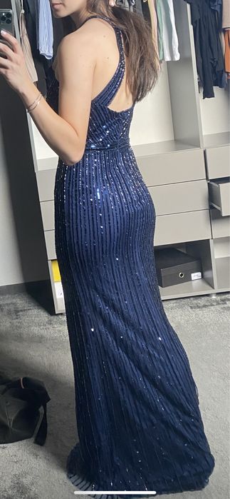 Rochie de seara - albastru inchis cu paiete