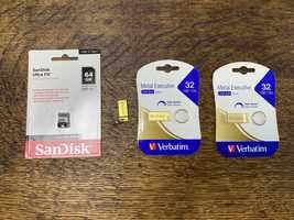 Memorie USB SanDisk Ultra Fit 64 GB, USB 3.1 / Verbatim Metal 32 GB