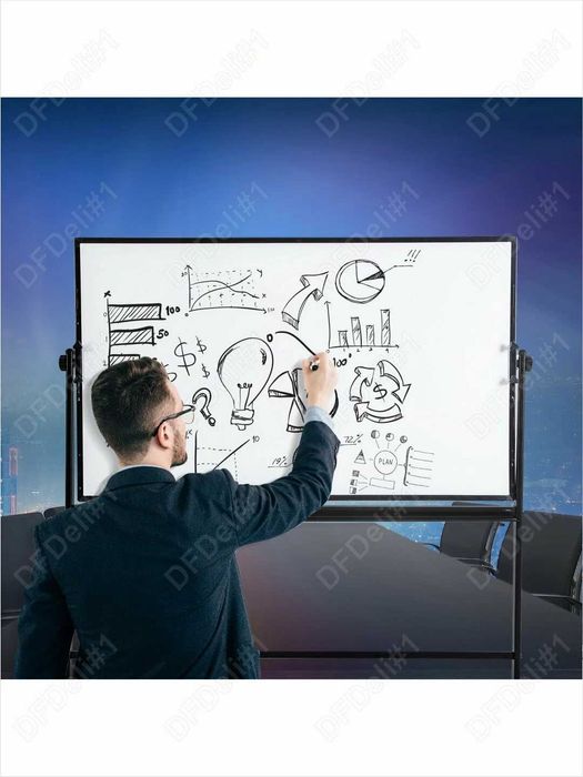 Доска белая двухстороння с подставкой 90х180 см, 7884 Deli