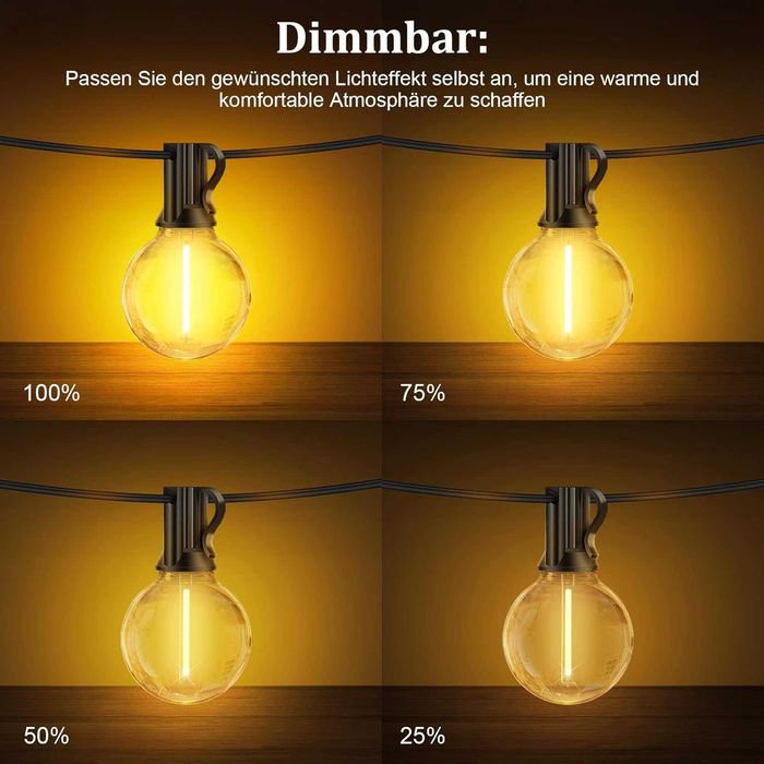 JEYMORKEY Luminițe LED de exterior cu alimentare de 30 m Becuri G40