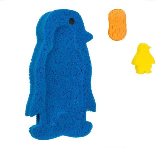 Burete de siguranta pentru baie, Pinguin, albastru, 50x27x4 cm