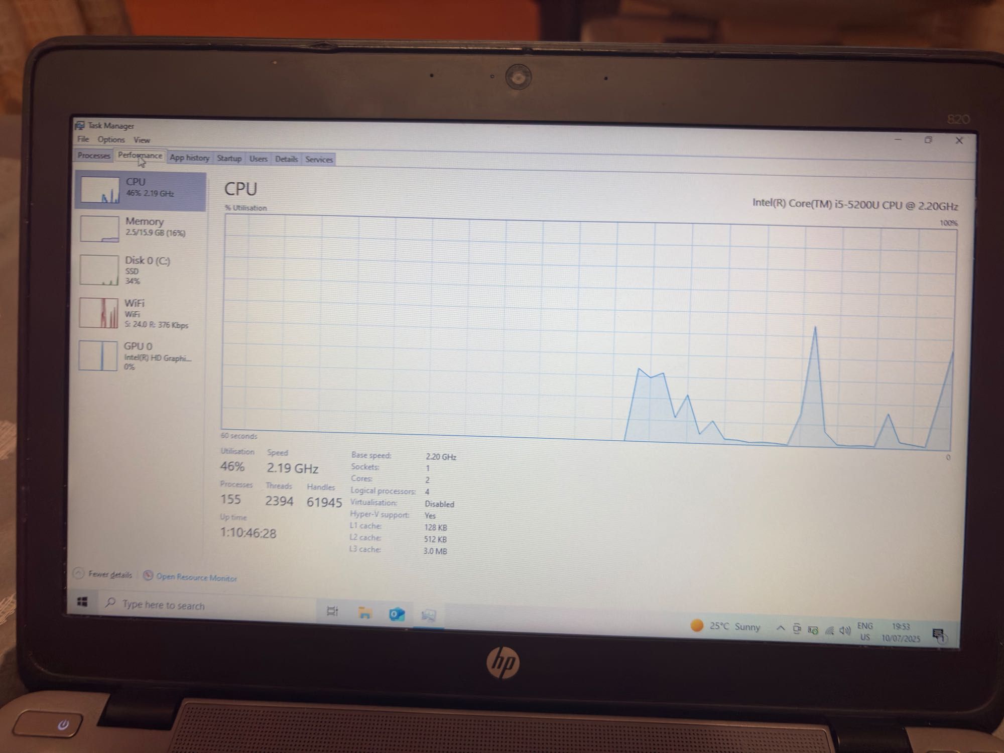 HP EliteBook 820 G2 Notebook PC, Intel i5-5200U, 16GB DDR3, 512GB SSD