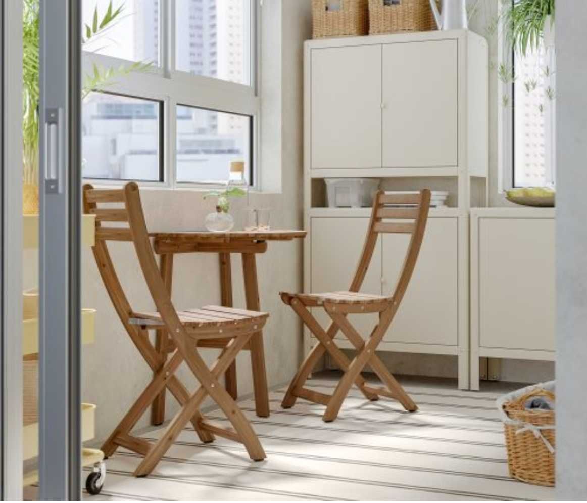 Комплект сгъваема дървена  Маса с два сгъваеми стола от IKEA