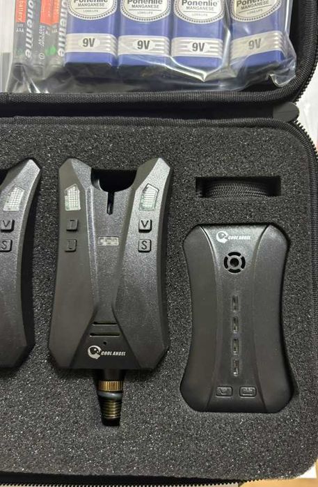 Set 4 avertizori pescuit cu statie Cool Angel si geanta protectie 4444