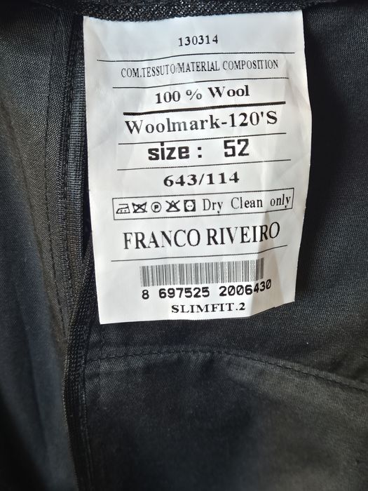 Черен костюм Franco Riveiro 120's  Woolmark