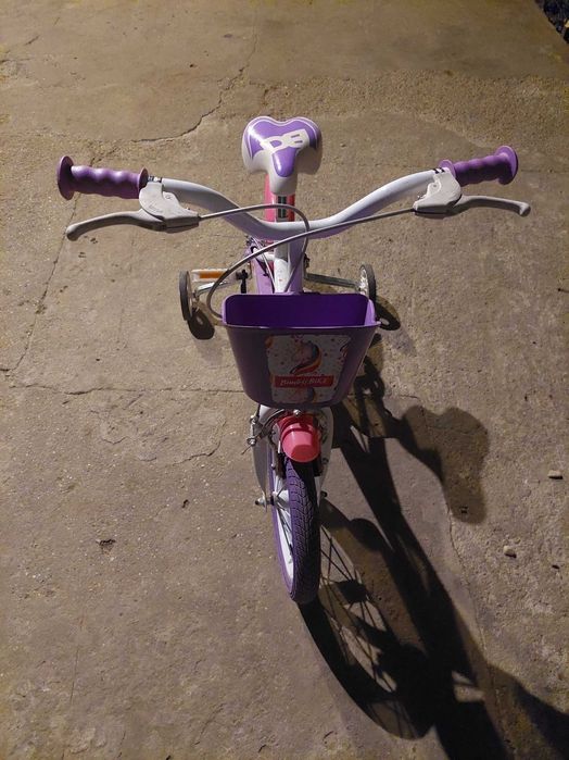Bicicleta copii Bimbo Bike Unicorn 14 inch, 1 viteza, alb/violet