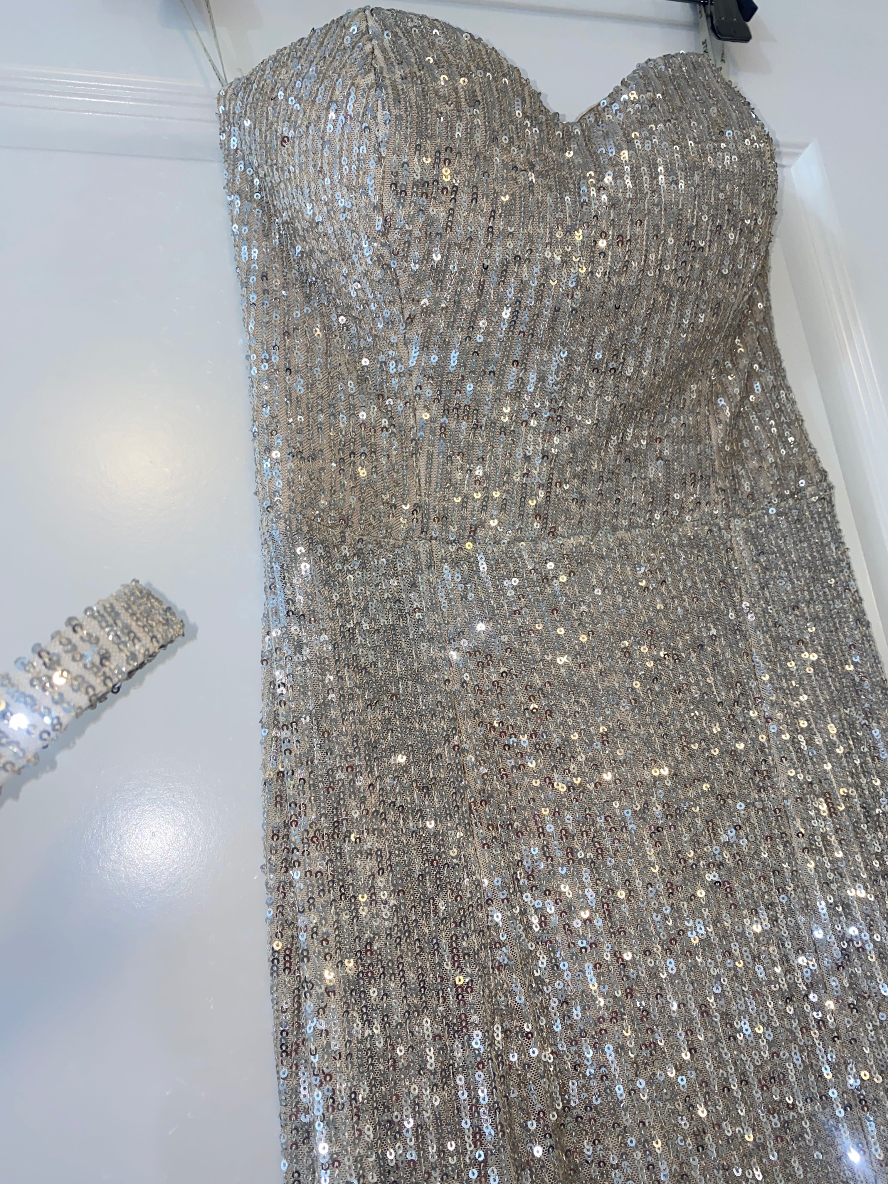 Rochie de lux , de ocazie , tip sirena lunga din paiete sclipici S