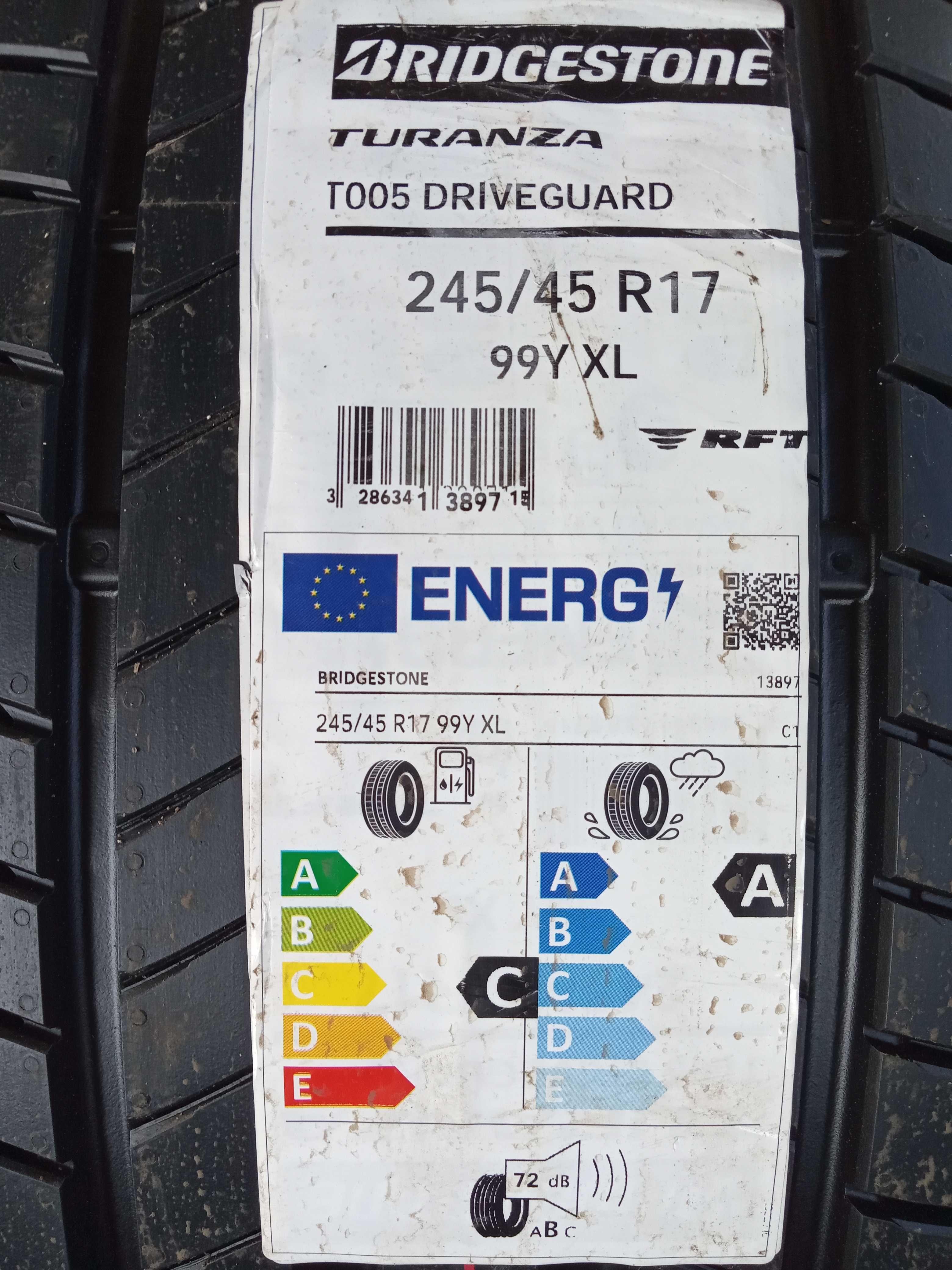 2 Нови гуми 245/45R17 Bridgestone Turanza T005 Driveguard XL RFT 99Y