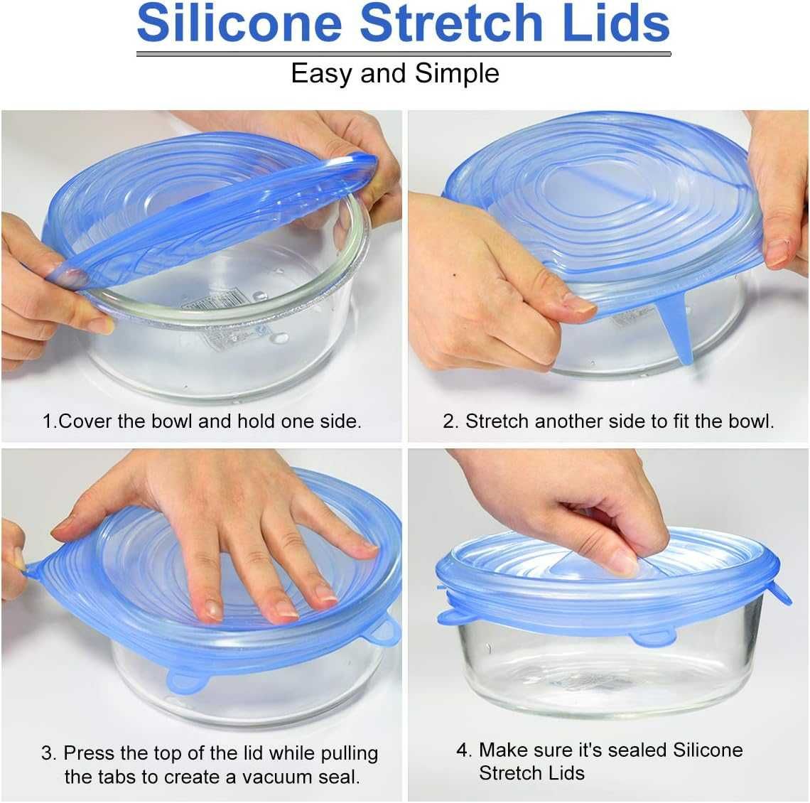 Set 6 Capace din Silicon Reutilizabile si Flexibile pentru Boluri Oale