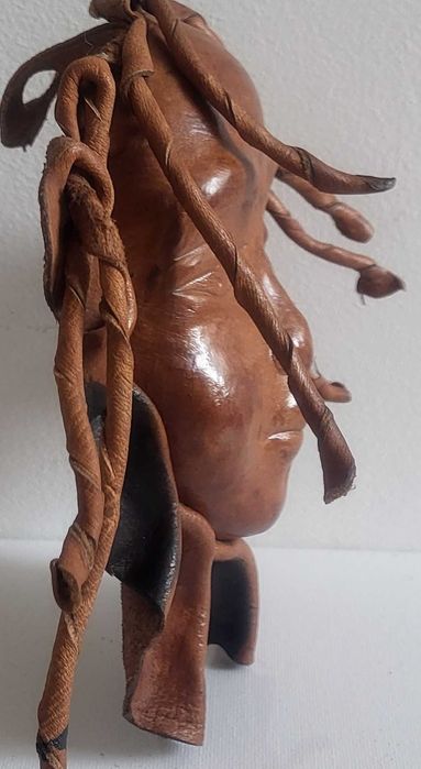 Unicat, masca tribala africana din piele groasa, 18x15cm, Africa