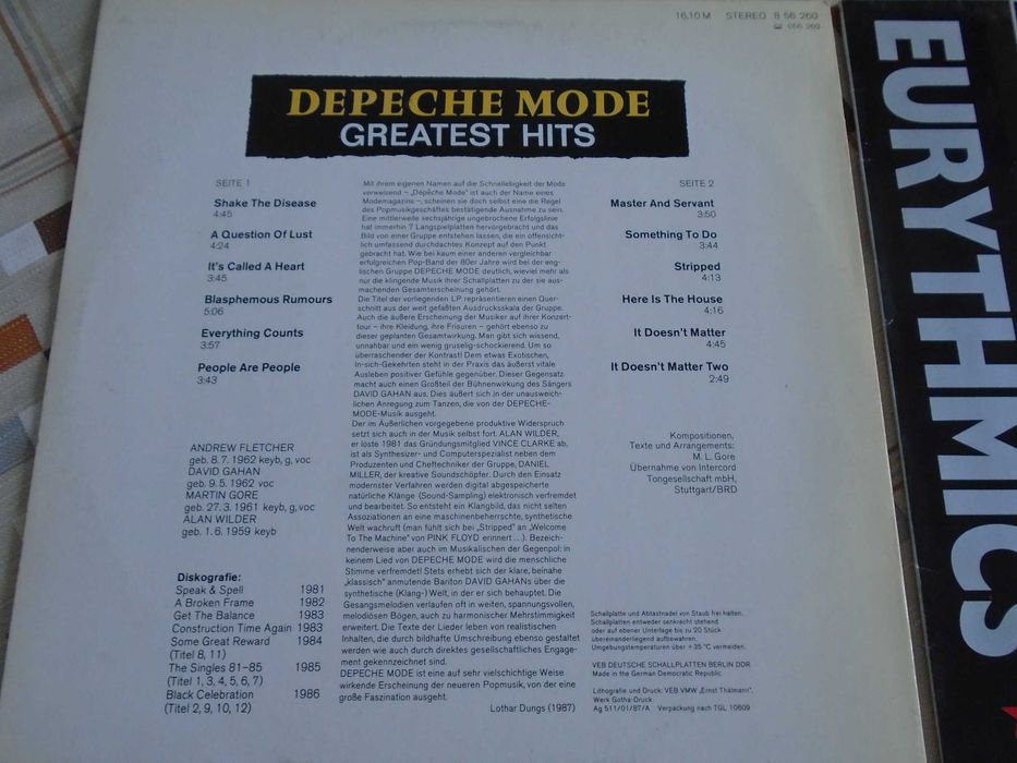 плочи Depeche mode и Eurythmics