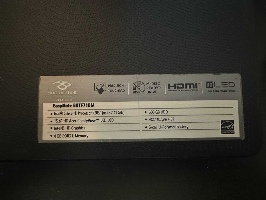 Laptop Packard Bell EasyNote celeron, 4Gb, 500Gb