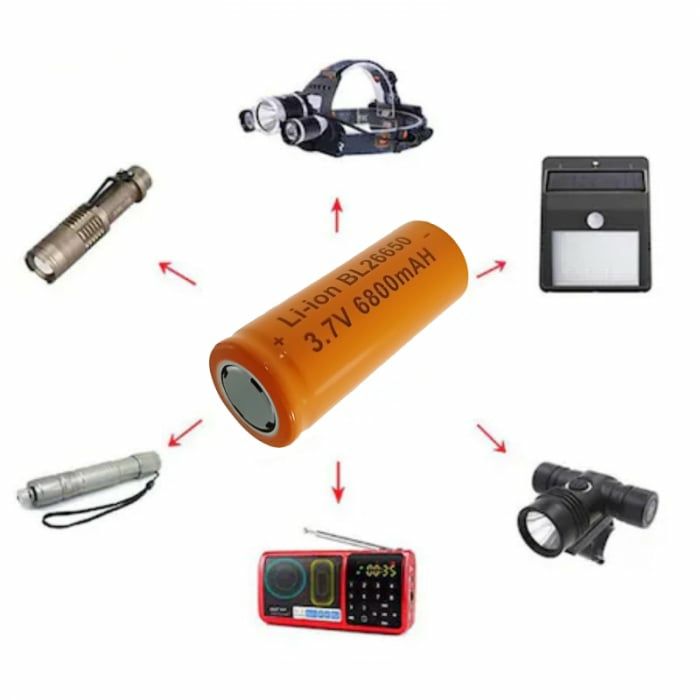 Acumulator Li-Ion 26650, 3.7V, 6800mAh, culoare portocaliu