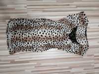 Леопардова рокля с акцент черна дантела