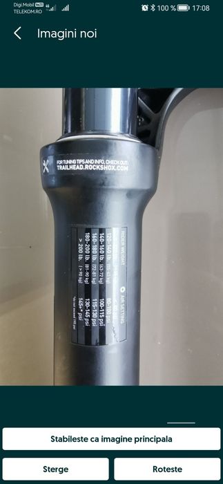 Vand furca bicicleta Rock Shox silver 160mm 29 noua