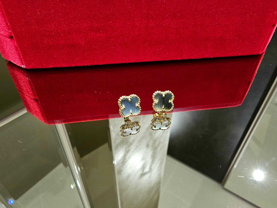 Van Cleef & Arpels VCA Gold Grey Mother Sweet Alhambra Дамски Обеци