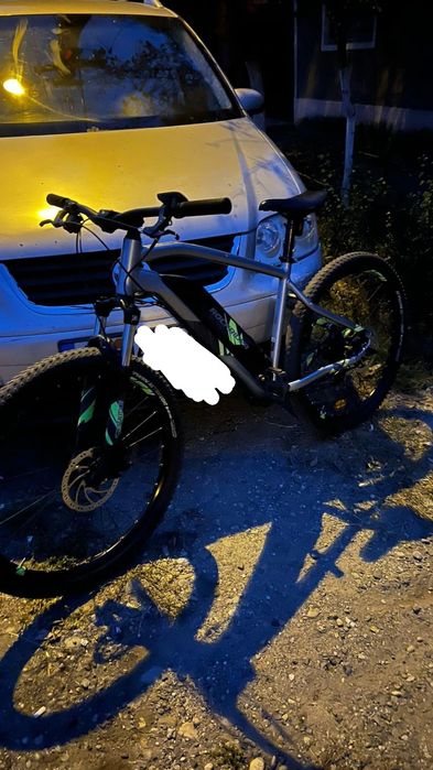 Bicicletă electrică Rockrider ST 100 - cadru L, 2032 km, verde-gri