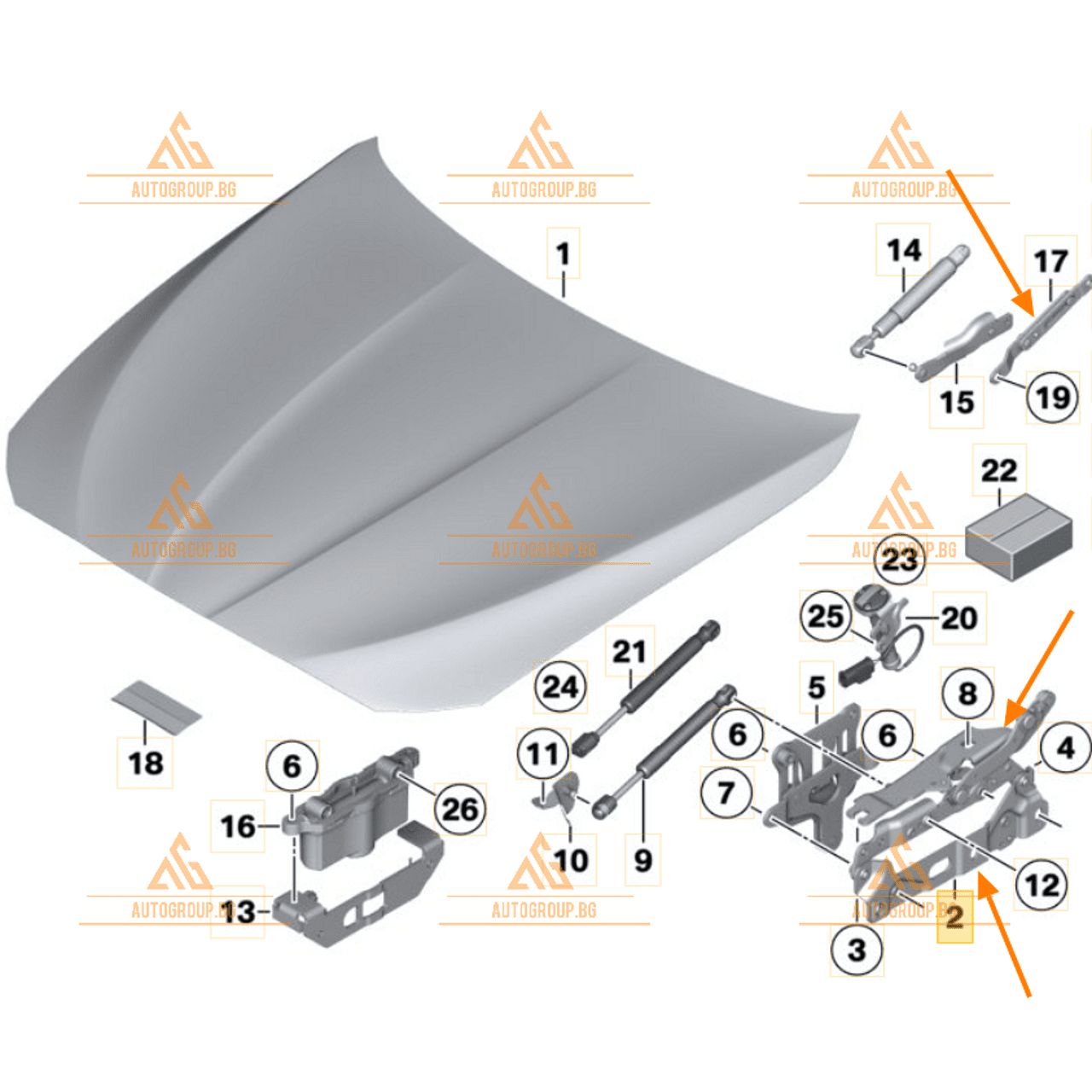 Дясна панта преден капак за bmw 5er f10 f11 - 7201276