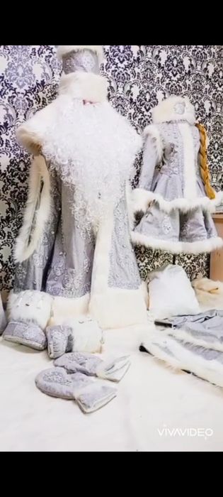 Костюм Дед Мороз и Снегурочка Серебро