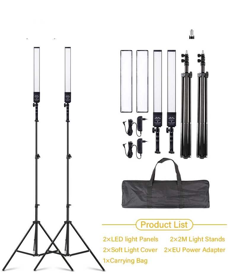 Set 2 lumini LED trepied studio foto video chat video 360 cabina foto
