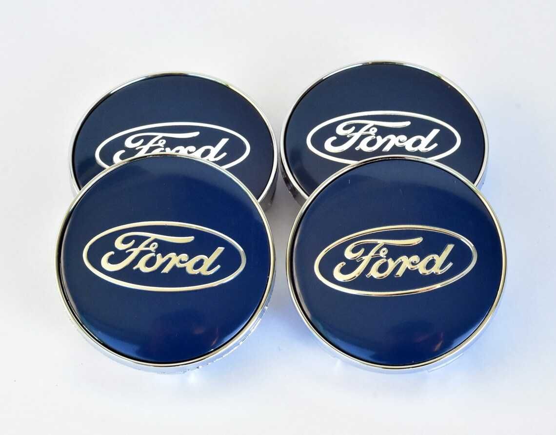 Set 4 Embleme Capace Jante Ford 60mm Capacele Roti Negru / Albastru