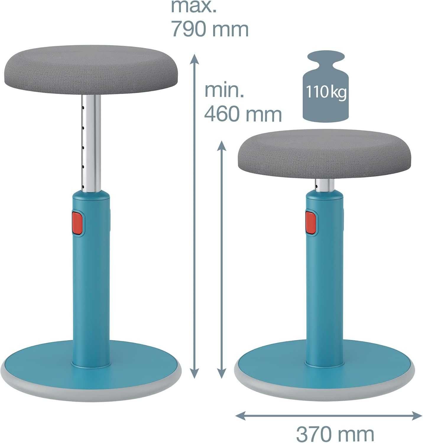 Taburet ergonomic pentru birou, Leitz, Ergo Cozy, Albastru/Gri