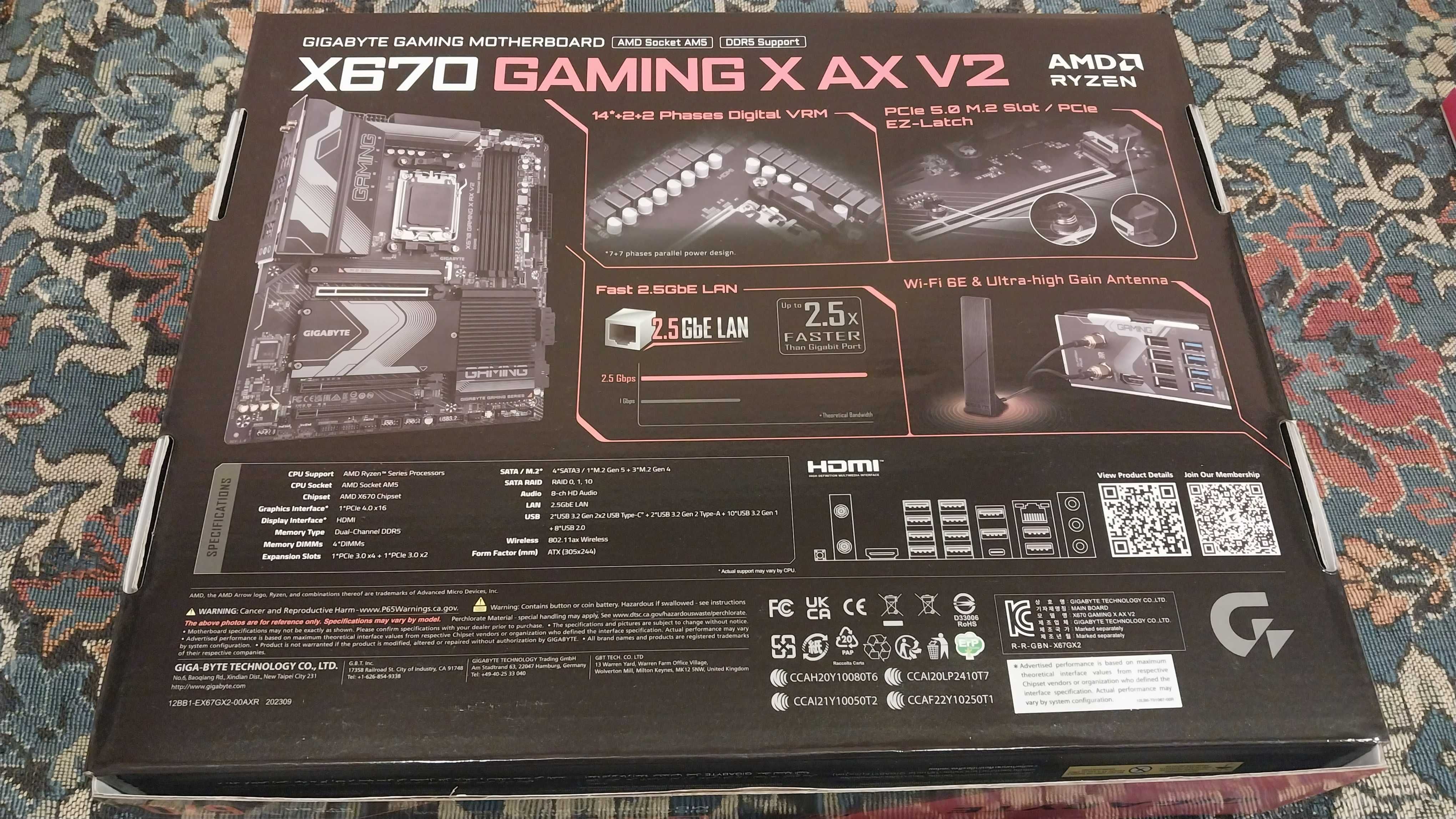 Новая Материнская плата GIGABYTE X670 Gaming X AX V2. Сокет LGA AM5.