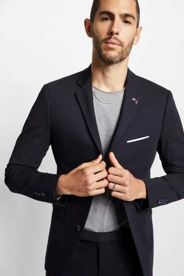 Sacou blazer slim 48 M premium Cinque lana tesatura fina navy