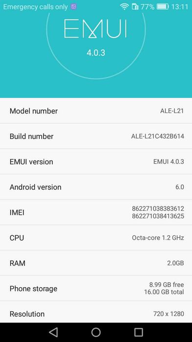 Huawei P8lite - Android 6, 2GB RAM, 16GB ROM
