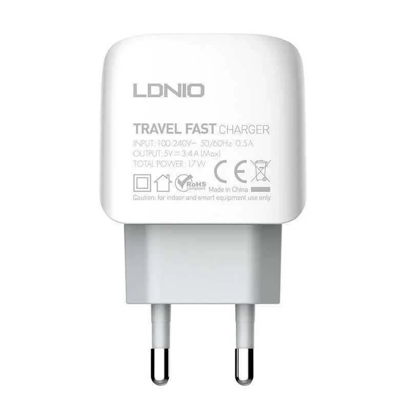 Зарядно устройство LDNIO A3312, 3x USB, 17W, Бял