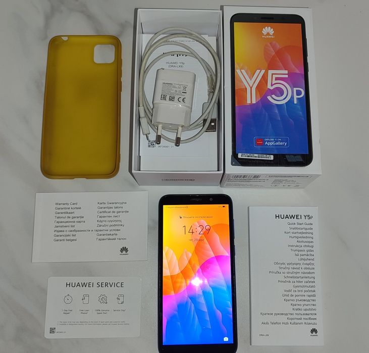 Huawei Y5P + кейс + кабел + зарядно