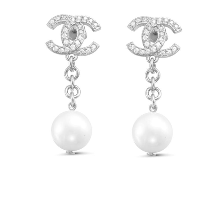 Серьги Chanel новые с жемчугом серебро