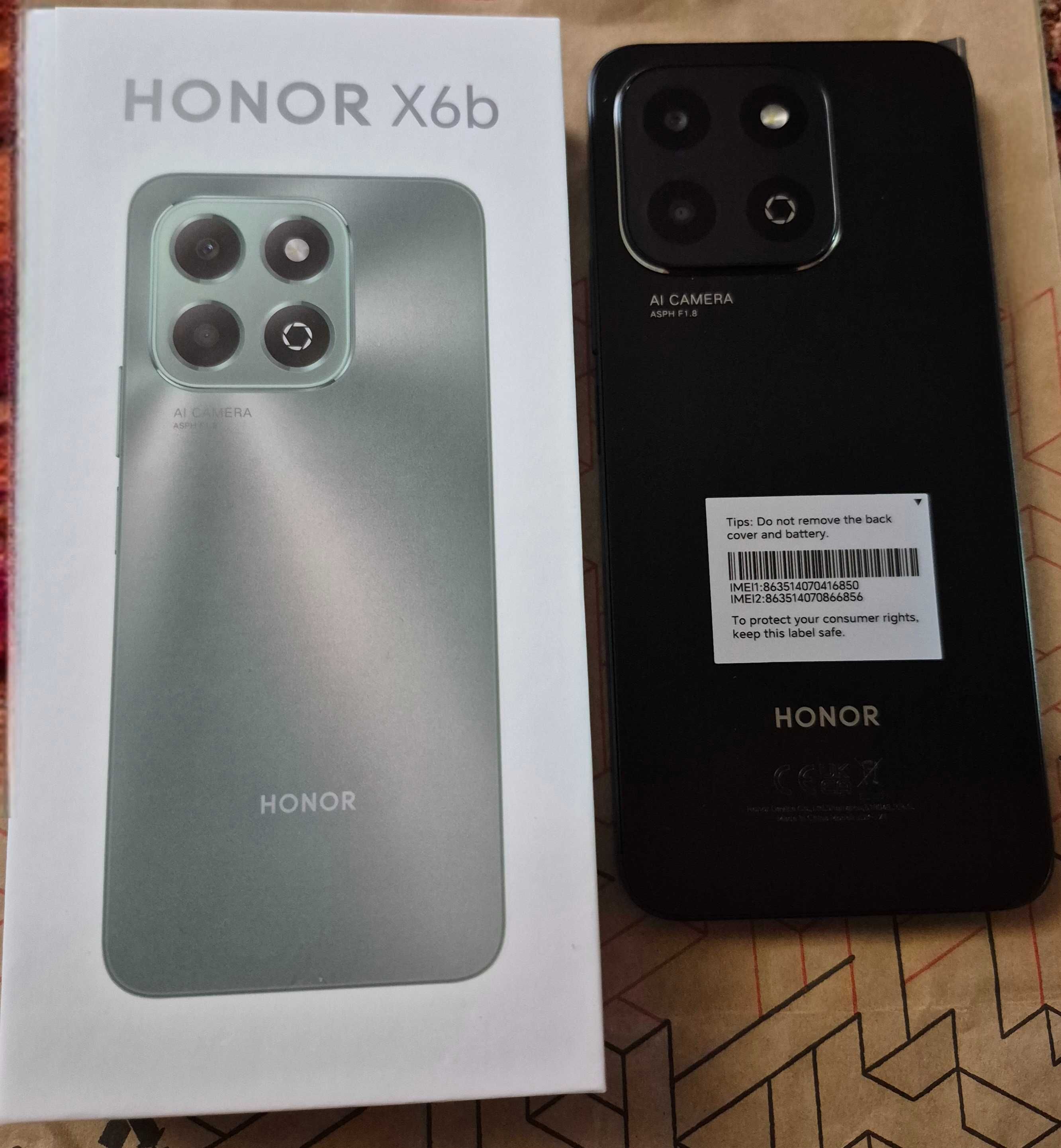 Чисто НОВ смартфон HONOR X6B BLACK 6.56 ", 128 GB, RAM 4 GB в гаранция